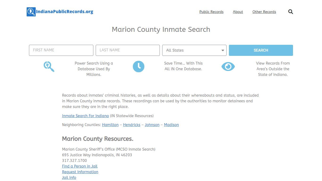 Marion County Inmate Search - MCSO IN Current & Past Jail Records
